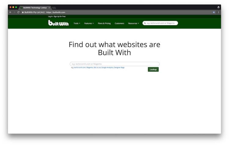 buildwith scopri la tecnologia di qualsiasi sito web
