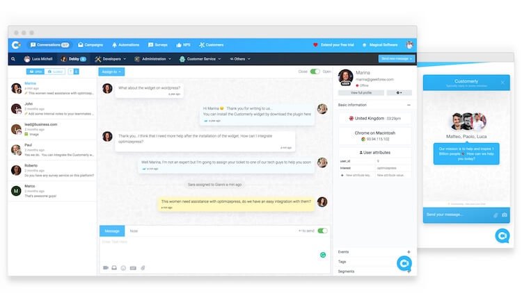 customerly live chat