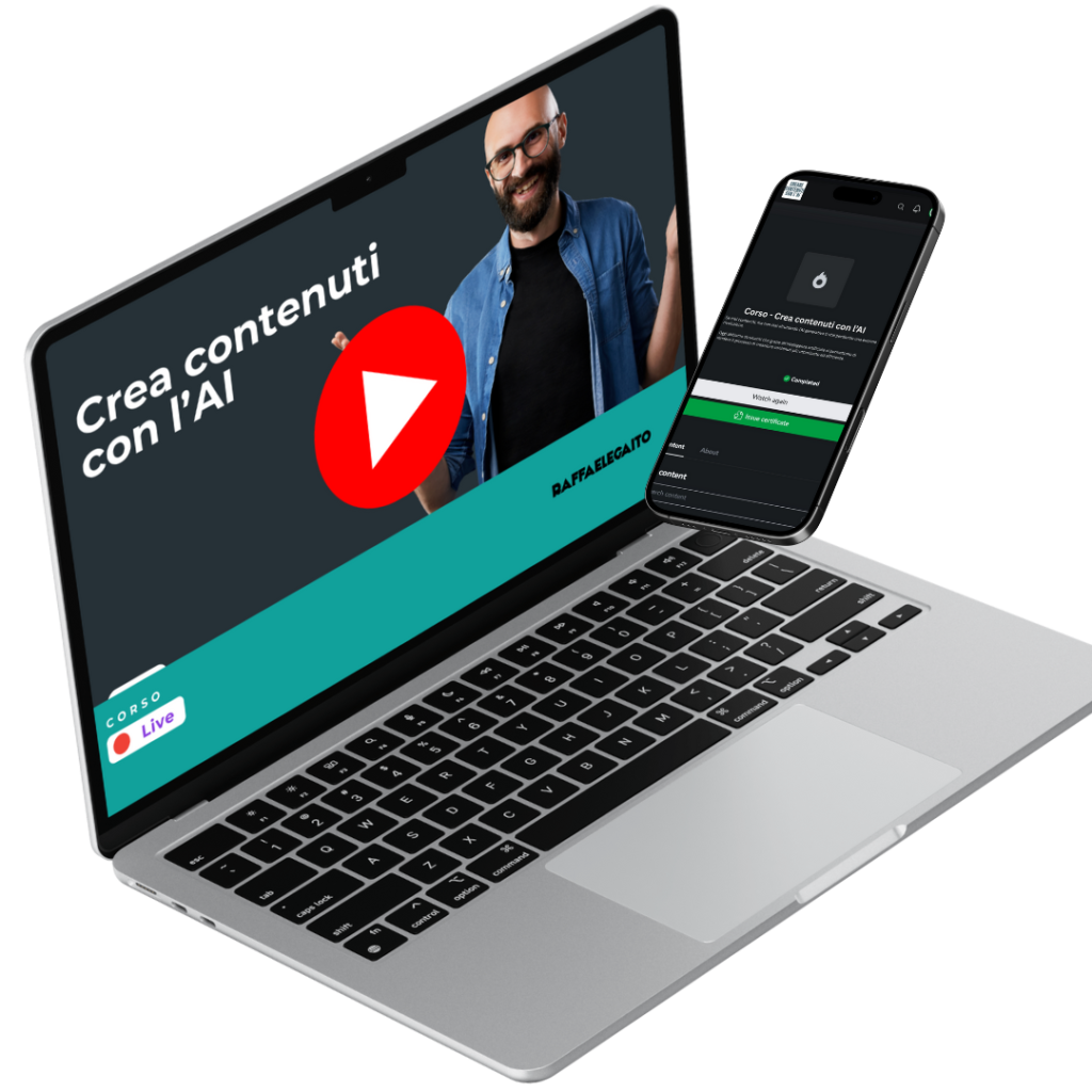 Crea contenuti con lAI mockup Corso AI online: Creare contenuti con l'AI